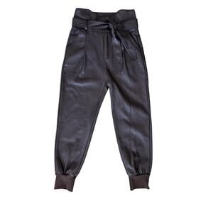 Venti6 Faux Leather Pants High Waisted Belt Ankle Crop Pants Size Small Brown